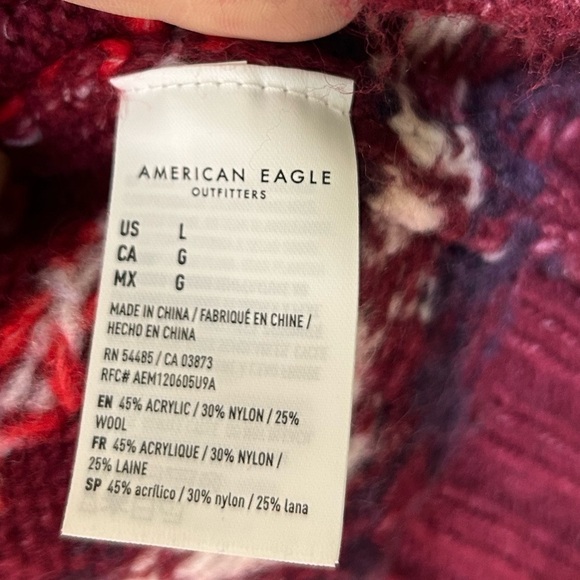 American Eagle Wool Blend Mock Neck Fair Isle Sweater Size Large - Picture 9 of 15
